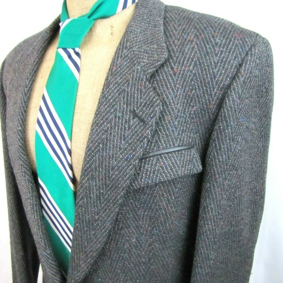 80s GIVENCHY 40R Charcoal Gray Flecked Wool Blazer - Picture 2 of 8